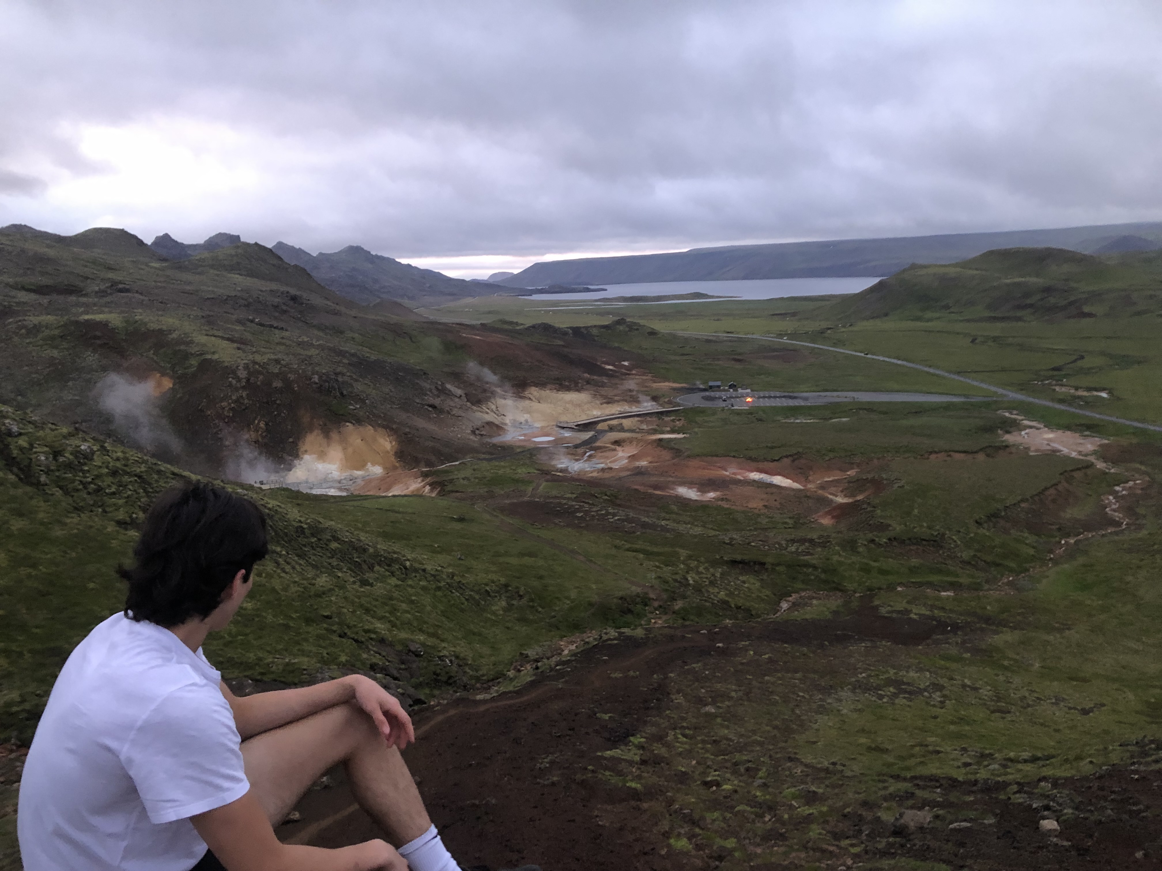 Sitting above a geothermal valley in Iceland